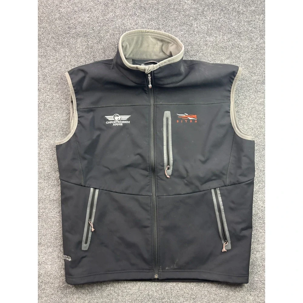 Sitka Jetstream Vest Mens XL Black GORE-TEX Full Zip Hunting Gear Logo